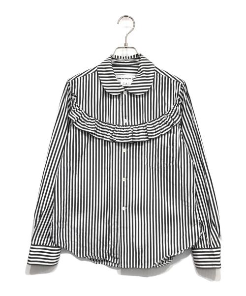 COMME des GARCONS GIRL（コムデギャルソンガール）COMME des GARCONS GIRL (コムデギャルソンガール) フリルストライプシャツ ホワイト×ブラック サイズ:Sの古着・服飾アイテム