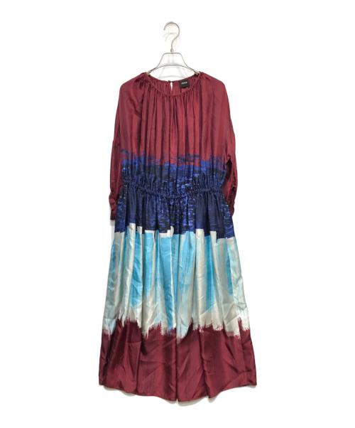 ASPESI（アスペジ）ASPESI (アスペジ) 総柄シルクドレス レッド×ブルー サイズ:Sの古着・服飾アイテム