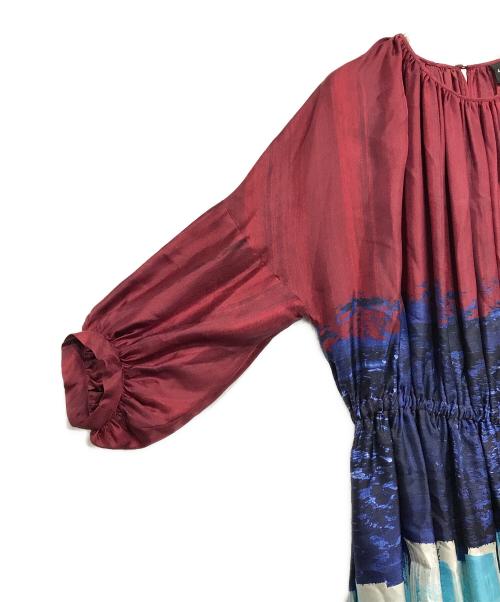 ASPESI（アスペジ）ASPESI (アスペジ) 総柄シルクドレス レッド×ブルー サイズ:Sの古着・服飾アイテム