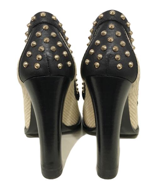 GUCCI（グッチ）GUCCI (グッチ) 1953コレクション ホースビット スタッズヒールシューズ ベージュ×ブラック サイズ:37の古着・服飾アイテム