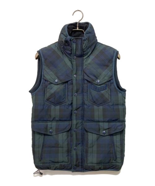DIESEL（ディーゼル）DIESEL (ディーゼル) マルチポケットダウンベスト グリーン×ネイビー サイズ:Sの古着・服飾アイテム