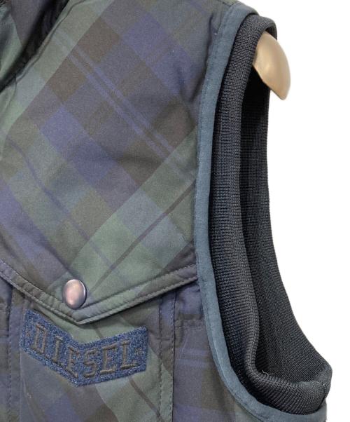 DIESEL（ディーゼル）DIESEL (ディーゼル) マルチポケットダウンベスト グリーン×ネイビー サイズ:Sの古着・服飾アイテム