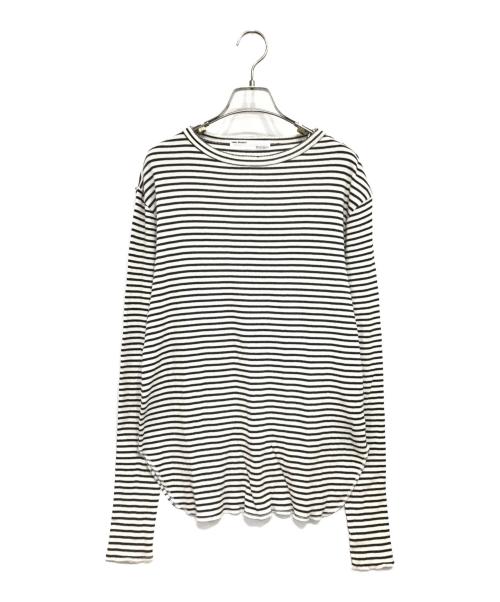 L'appartement（アパルトモン）L'Appartement (アパルトモン) BORDER RIB LONGSLEEVE T-SHIRT ホワイト×ブラック サイズ:記載なしの古着・服飾アイテム