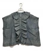 45Rフォーティファイブ・アール）の古着「藍ダンガリーインドカディのプリーツフリルMキャミ」｜インディゴ