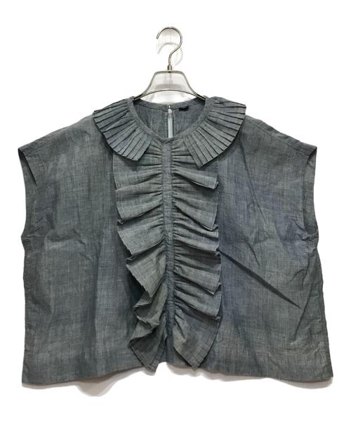 45R（フォーティファイブ・アール）45R (フォーティファイブ・アール) 藍ダンガリーインドカディのプリーツフリルMキャミ インディゴ サイズ:00の古着・服飾アイテム
