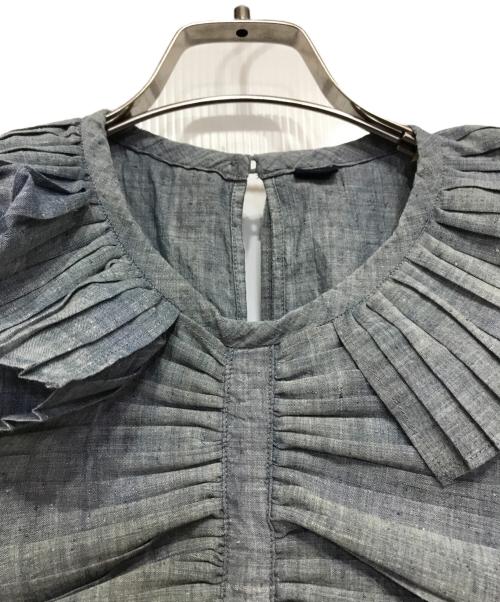 45R（フォーティファイブ・アール）45R (フォーティファイブ・アール) 藍ダンガリーインドカディのプリーツフリルMキャミ インディゴ サイズ:00の古着・服飾アイテム