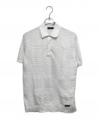 BLACK LABEL CRESTBRIDGEブラックレーベル クレストブリッジ）の古着「ハイゲージシャドーチェックニットポロシャツ」｜ホワイト