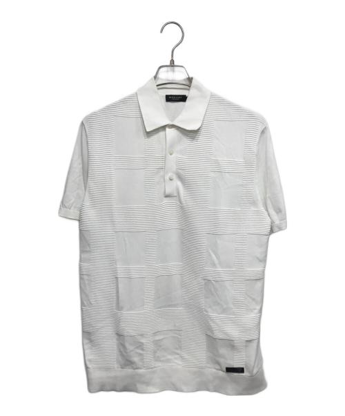 BLACK LABEL CRESTBRIDGE（ブラックレーベル クレストブリッジ）BLACK LABEL CRESTBRIDGE (ブラックレーベル クレストブリッジ) ハイゲージシャドーチェックニットポロシャツ ホワイト サイズ:Lの古着・服飾アイテム
