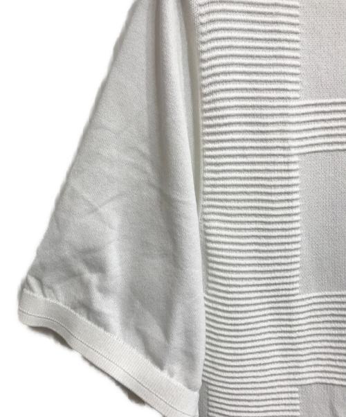 BLACK LABEL CRESTBRIDGE（ブラックレーベル クレストブリッジ）BLACK LABEL CRESTBRIDGE (ブラックレーベル クレストブリッジ) ハイゲージシャドーチェックニットポロシャツ ホワイト サイズ:Lの古着・服飾アイテム