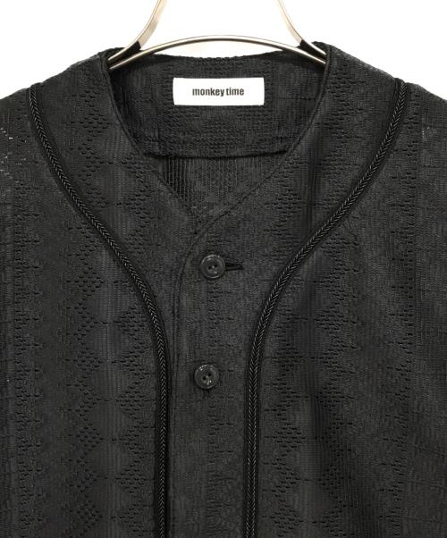 MONKEY TIME（モンキータイム）MONKEY TIME (モンキータイム) RASCHEL LACE BASEBALL SHIRT DK.GRAY サイズ:Mの古着・服飾アイテム