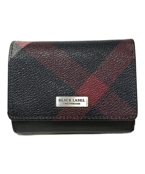 BLACK LABEL CRESTBRIDGE（ブラックレーベル クレストブリッジ）BLACK LABEL CRESTBRIDGE (ブラックレーベル クレストブリッジ) 3つ折り財布 ブラック×レッドの古着・服飾アイテム