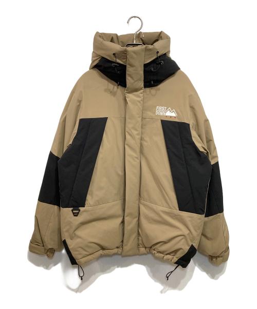 FIRST DOWN（ファーストダウン）FIRST DOWN (ファーストダウン) パネルダウンジャケット ブラウン サイズ:Mの古着・服飾アイテム