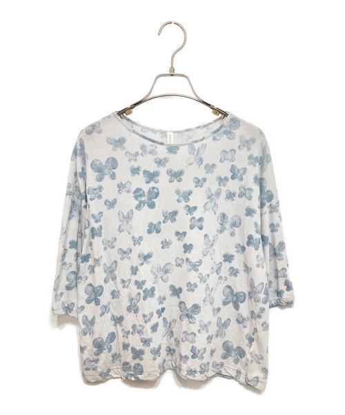 mina perhonen（ミナ ペルホネン）mina perhonen (ミナ ペルホネン) memoriaプリントTシャツ ブルー サイズ:38の古着・服飾アイテム