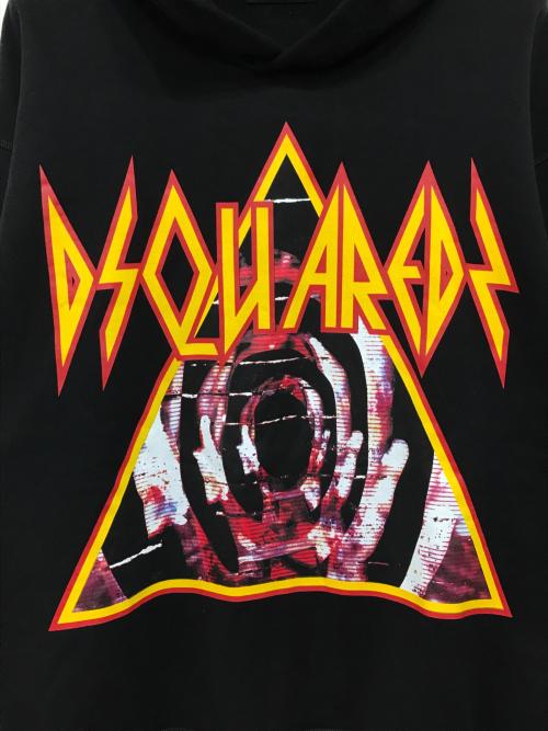 DSQUARED2（ディースクエアード）DSQUARED2 (ディースクエアード) DEF LEPPARD HOODIE ブラック サイズ:Mの古着・服飾アイテム