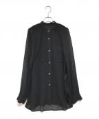 MAISON SPECIALメゾンスペシャル）の古着「ケープスリーブシア－サッカーシャツ」｜ブラック