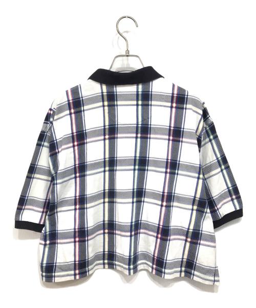 CHAPS RALPH LAUREN（チャップス ラルフローレン）CHAPS RALPH LAUREN (チャップス ラルフローレン) クロップドチェックポロシャツ ホワイト×ネイビー サイズ:Lの古着・服飾アイテム