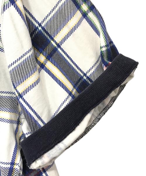 CHAPS RALPH LAUREN（チャップス ラルフローレン）CHAPS RALPH LAUREN (チャップス ラルフローレン) クロップドチェックポロシャツ ホワイト×ネイビー サイズ:Lの古着・服飾アイテム