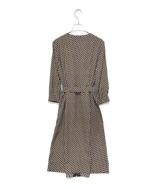 Paul Stuart（ポールスチュアート）Paul Stuart (ポールスチュアート) 幾何学柄ワンピース ネイビー サイズ:8の古着・服飾アイテム