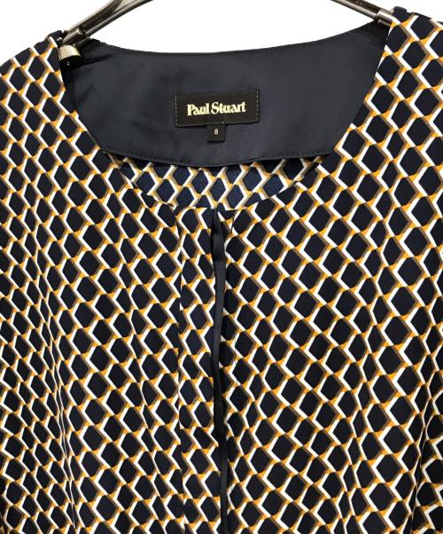 Paul Stuart（ポールスチュアート）Paul Stuart (ポールスチュアート) 幾何学柄ワンピース ネイビー サイズ:8の古着・服飾アイテム
