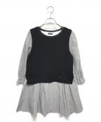 TO BE CHICトゥービーシック）の古着「ストライプブラウスレイヤーニット」｜ブラック