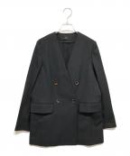 Liesseリエス）の古着「麻混ノーカラージャケット」｜ネイビー