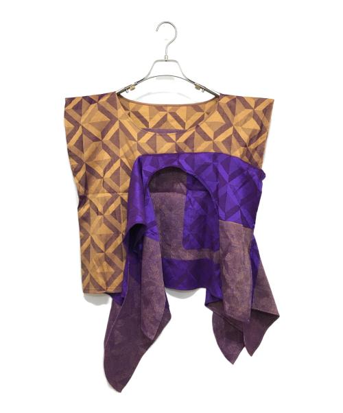 A-POC ISSEY MIYAKE（エイポック イッセイミヤケ）A-POC ISSEY MIYAKE (エイポック イッセイミヤケ) 総柄ブラウス パープル×ブラウン サイズ:2の古着・服飾アイテム