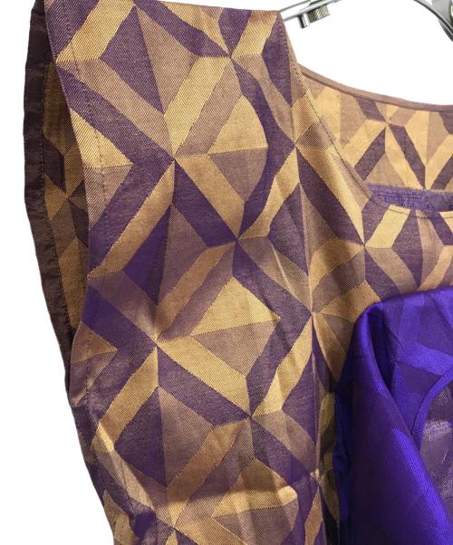 A-POC ISSEY MIYAKE（エイポック イッセイミヤケ）A-POC ISSEY MIYAKE (エイポック イッセイミヤケ) 総柄ブラウス パープル×ブラウン サイズ:2の古着・服飾アイテム