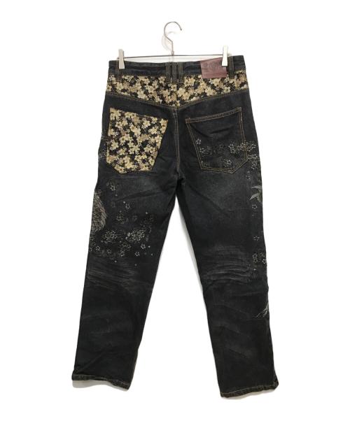 華鳥風月（カチョウフウゲツ）華鳥風月 (カチョウフウゲツ) 刺繍デニムパンツ ブラック サイズ:34の古着・服飾アイテム
