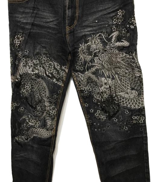 華鳥風月（カチョウフウゲツ）華鳥風月 (カチョウフウゲツ) 刺繍デニムパンツ ブラック サイズ:34の古着・服飾アイテム