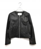 RAY BEAMSレイ ビームス）の古着「ラムレザーノーカラーブルゾン」｜ブラック