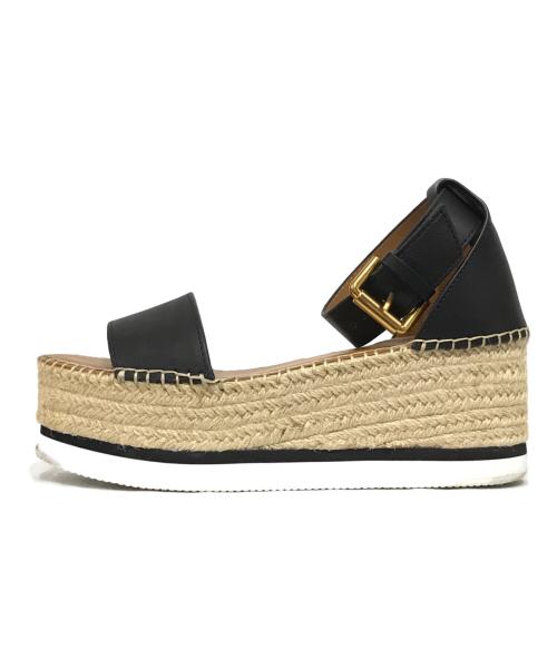 SEE BY CHLOE（シーバイクロエ）SEE BY CHLOE (シーバイクロエ) ウェッジソールサンダル ブラック サイズ:37の古着・服飾アイテム