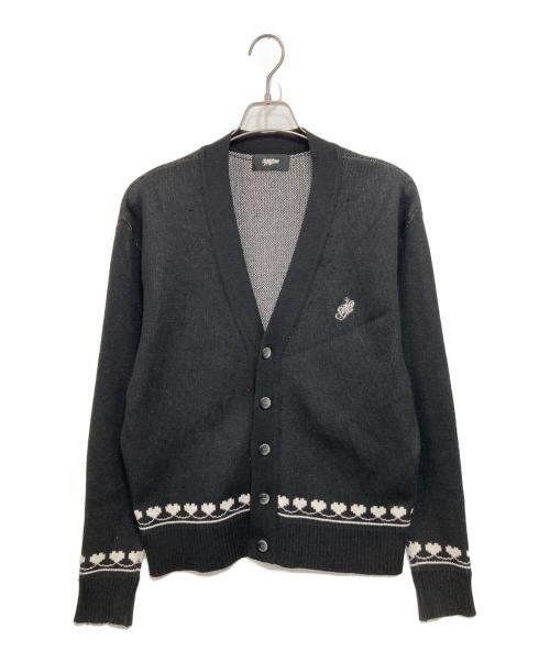 myne（マイン）MYNE (マイン) Heart Pattern Cardigan ブラック サイズ:Mの古着・服飾アイテム