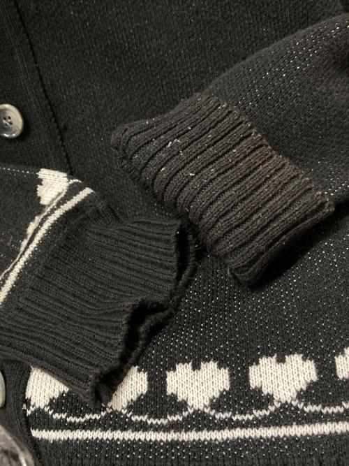 myne（マイン）MYNE (マイン) Heart Pattern Cardigan ブラック サイズ:Mの古着・服飾アイテム