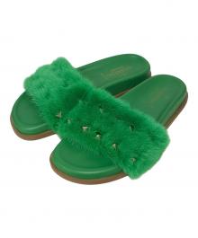 VALENTINO GARAVANI（ヴァレンティノ・ガラヴァーニ）の古着「スタッズファーサンダル」｜グリーン