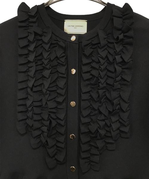 UNITED ARROWS TOKYO（ユナイテッドアローズトウキョウ）UNITED ARROWS TOKYO (ユナイテッドアローズトウキョウ) ミニフリル ニットカーディガン ブラック サイズ:記載なしの古着・服飾アイテム