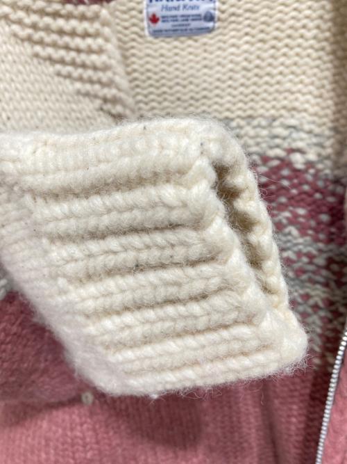 KANATA（カナタ）KANATA (カナタ) ヴンテージカウチンニットジャケット ホワイト×サーモンピンク サイズ:-の古着・服飾アイテム