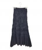 ISSEY MIYAKEイッセイミヤケ）の古着「シワ加工スカート」｜ネイビー
