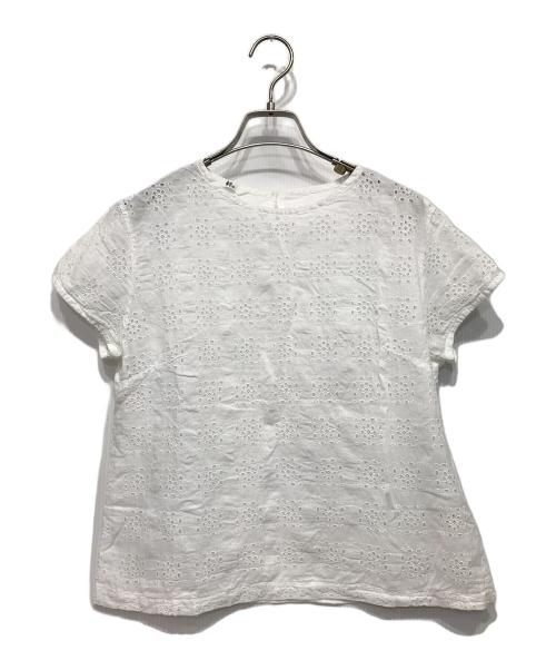 45R（フォーティファイブ・アール）45R (フォーティファイブ・アール) カットワークブラウス ホワイト サイズ:2の古着・服飾アイテム