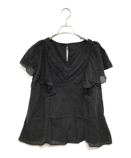 IENA（イエナ）IENA (イエナ) インドドビーラッフルスリーブブラウス ブラック サイズ:記載なしの古着・服飾アイテム