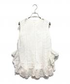 IENA LA BOUCLEイエナ ラ ブークル）の古着「ピンタックレースブラウス」｜ホワイト