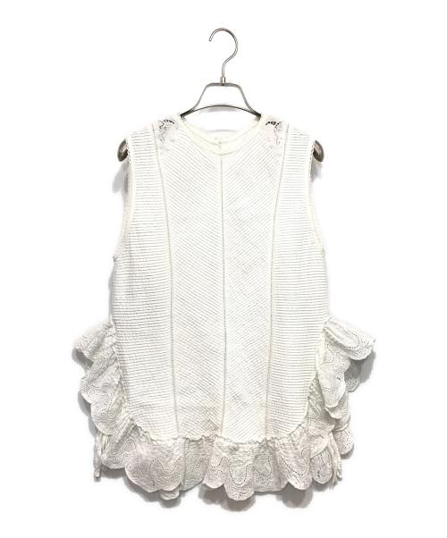 IENA LA BOUCLE（イエナ ラ ブークル）IENA LA BOUCLE (イエナ ラ ブークル) ピンタックレースブラウス ホワイト サイズ:記載なしの古着・服飾アイテム