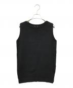 L'appartementアパルトモン）の古着「Linen CTN N/S Knitリネンコットン ノースリーブ ニット」｜ブラック