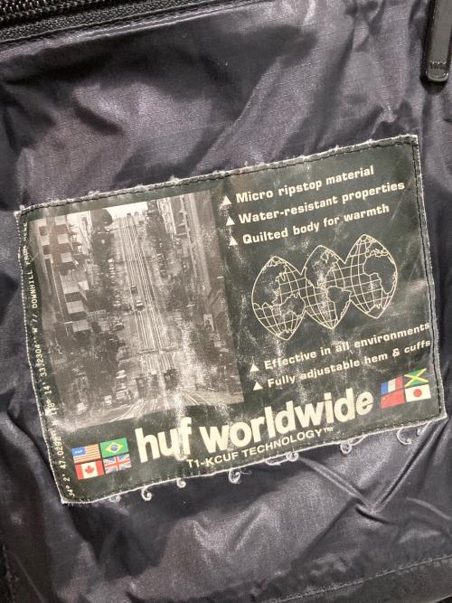 HUF（ハフ）HUF (ハフ) HUF WORLDWIDE 2002 ダウンジャケット ブラック サイズ:XLの古着・服飾アイテム