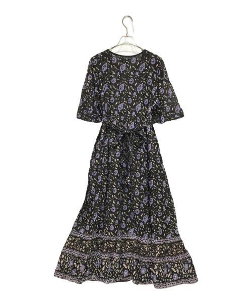 ne quittez pas（ヌキテパ）ne quittez pas (ヌキテパ) Adam et Rope (アダム エ ロペ) フラワープリントワンピース ブラック×パープル サイズ:記載なしの古着・服飾アイテム