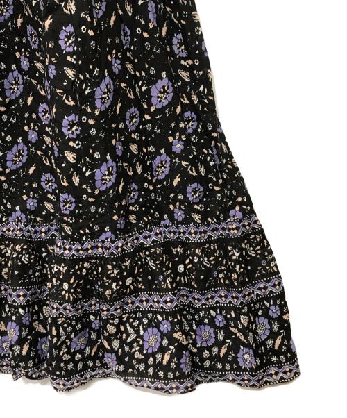 ne quittez pas（ヌキテパ）ne quittez pas (ヌキテパ) Adam et Rope (アダム エ ロペ) フラワープリントワンピース ブラック×パープル サイズ:記載なしの古着・服飾アイテム