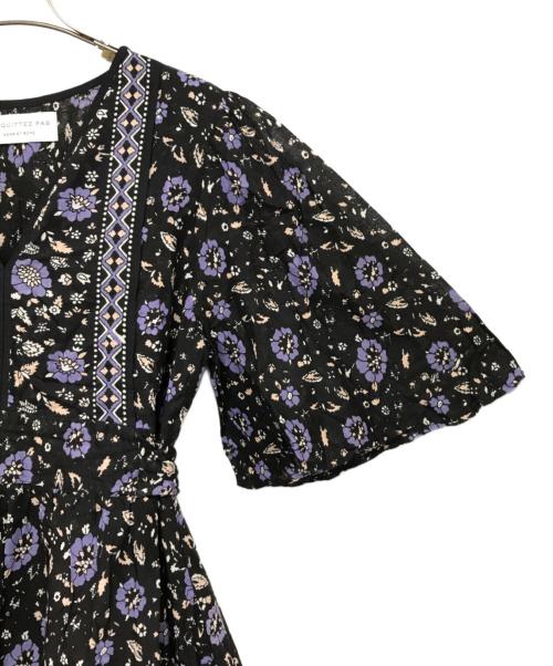 ne quittez pas（ヌキテパ）ne quittez pas (ヌキテパ) Adam et Rope (アダム エ ロペ) フラワープリントワンピース ブラック×パープル サイズ:記載なしの古着・服飾アイテム