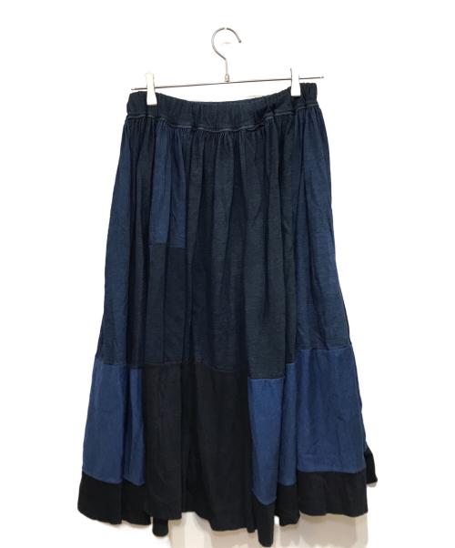 45R（フォーティファイブ・アール）45R (フォーティファイブ・アール) ツギハギ天竺のスカート インディゴの古着・服飾アイテム