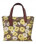 COACHコーチ）の古着「ウィロウ トート 24 シグネチャー キャンバス ウィズ フローラル プリント」｜ブラウン