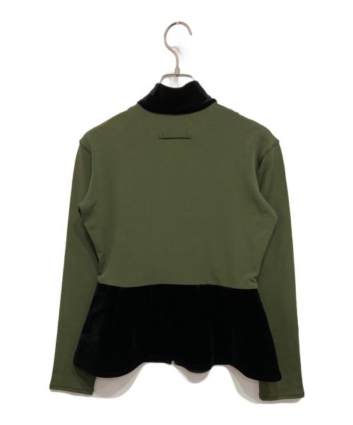 Jean Paul GAULTIER（ジャンポールゴルチェ）Jean Paul GAULTIER (ジャンポールゴルチェ) ベロア切替カットソー ブラック×グリーン サイズ:9の古着・服飾アイテム