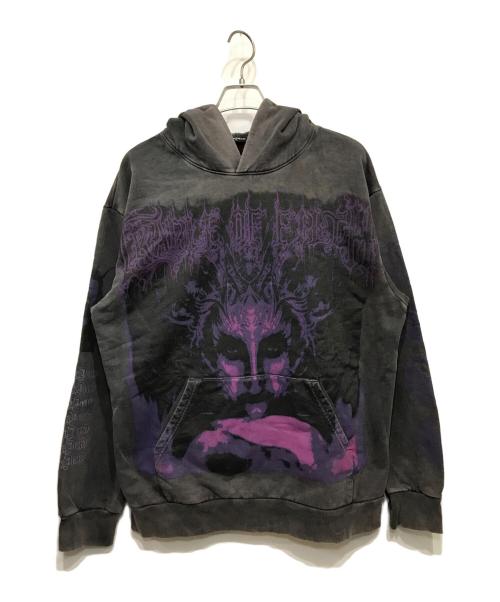DROPDEAD（ドロップデッド）DROPDEAD (ドロップデッド) CRADLE OF FILTH (クレイドル・オブ・フィルス) ユーズド加工プリントパーカー グレー サイズ:XLの古着・服飾アイテム